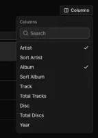 Customizable columns dialog