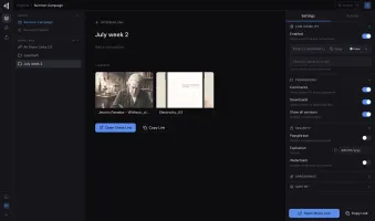 Share link settings — permissions, passphrase, expiration, watermark
