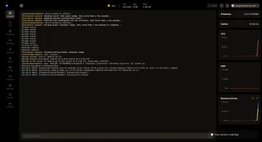 Hydrodactyl server management interface showing the server dashboard