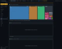 Disks tab with WizTree-style treemap of filesystem usage