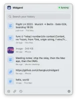 Mac menu-bar popover with recent copies to put back on clipboard