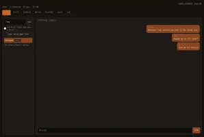 Admin console chat tab with admin view showing team chat and private messages
