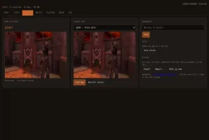 Server tab with current map, map change, announcements, backup controls