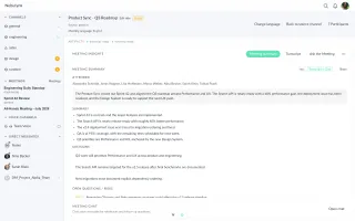 Ended meeting with AI-generated summary in light mode