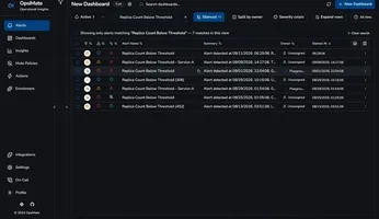 Animated demo of an alert with root cause attached, rated by the on-call engineer