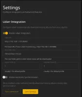Lidarr integration settings screen