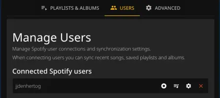 Spotify users management screen