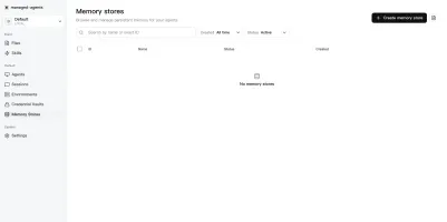 Memory stores management screen