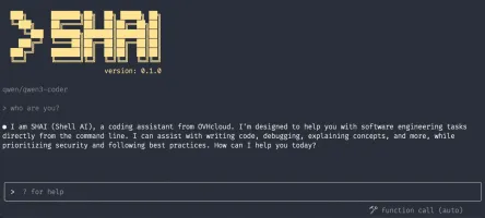 The shai terminal coding agent interface