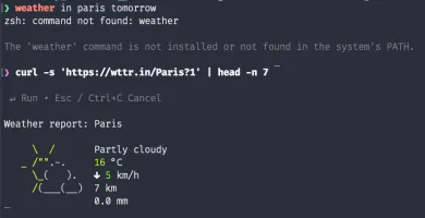 The shai shell assistant suggesting a fix for a failed command