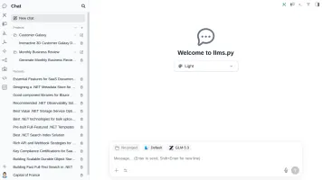 AI Chat home screen of the web UI