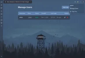 Admin Manage Users page listing accounts and roles