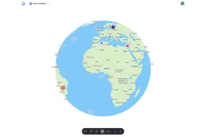 Live globe placing individual visitors by country