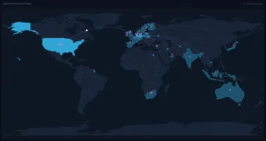 Connections shown on a world map