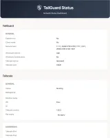 TailGuard status Web UI page showing Tailscale and WireGuard tunnel state