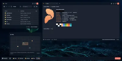 PhreshOS Desktop showing Terminal, Files, and Map with windows