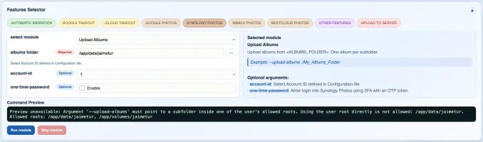 Web Interface - Synology Photos feature
