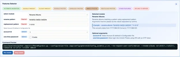 Web Interface - Immich Photos feature