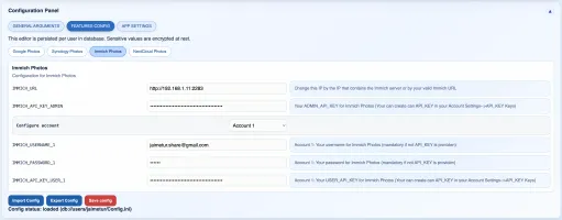 Web Interface - Configuration Panel