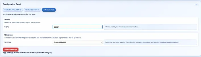 Web Interface - App Settings