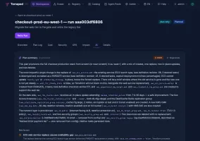 AI plan summary explaining why an ECS service must be replaced rather than updated