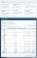 Nonprofit mode with donor-focused language, fund reports in dark theme