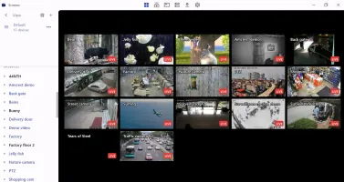 Bluecherry client showing multiple camera views