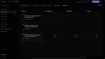 Kanban board for managing backlog and execution flow