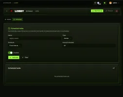 Tasks tab showing a restart task on a fixed interval