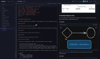 CollabMD workspace showing file tree, Markdown editor, live preview, and collaborator presence