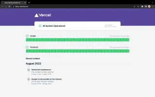 Fettle status page screenshot showing system status and service monitoring