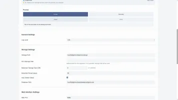Settings management page
