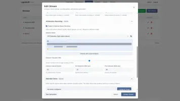 Detection zones configuration in stream settings