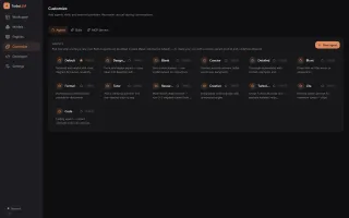 Customize screen in dark mode with editable agents and skills