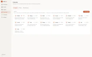Customize screen in light mode with editable agents and skills