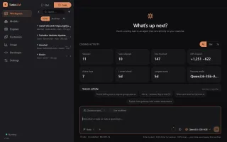 Code screen in dark mode showing local coding agent session