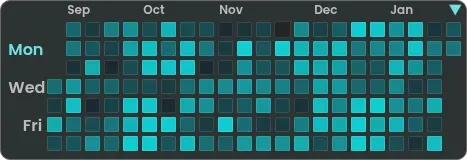 Monochromatic heatmap (GitHub/Anki style)