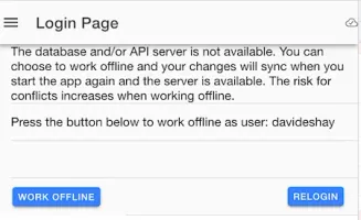 Work offline mode indicator showing sync status