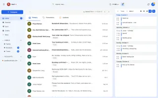 plMail inbox showing unified mail view