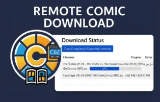 CLU browser extension sending a comic download to the app