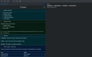 Notes list with Markdown rendered in place