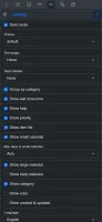 Phone settings with dark mode and theme toggles