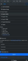 Phone data sidebar with export, import, and online sync