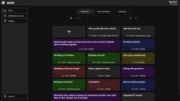 Home page showing reminder list
