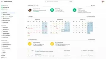 Personal overview with vacation entitlement, remaining vacation, calendar and requested absences