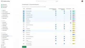 Absence type settings with status, approval and cancellation process, visibility and color