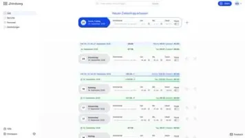 Time tracking: new time entry form and list with target-actual deviation per day and calendar week