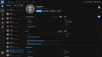 Persona page to assemble prompt, toolsets, spices, voices