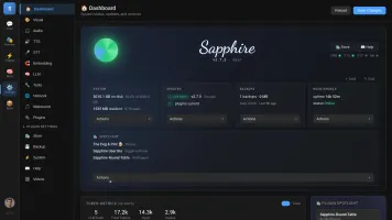 Main dashboard with widgets (plugin capable)