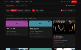 Discover page showing recommendations with preview, approve, reject, and block actions